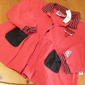 Vintage Chicago Bulls Red/Blk Jump Ball Club By Mighty Mac Size 4T Girls Dress.
